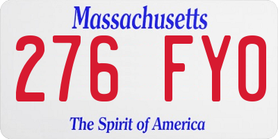 MA license plate 276FY0
