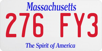 MA license plate 276FY3