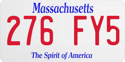 MA license plate 276FY5
