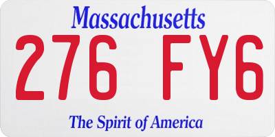 MA license plate 276FY6