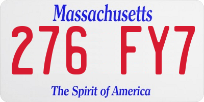 MA license plate 276FY7