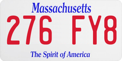 MA license plate 276FY8
