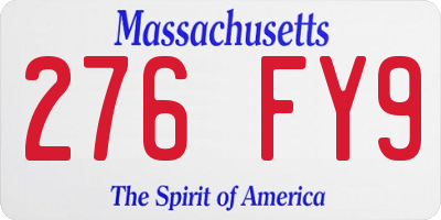 MA license plate 276FY9