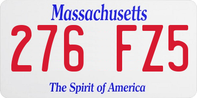 MA license plate 276FZ5