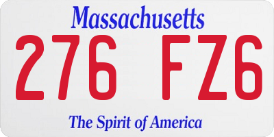 MA license plate 276FZ6