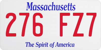 MA license plate 276FZ7