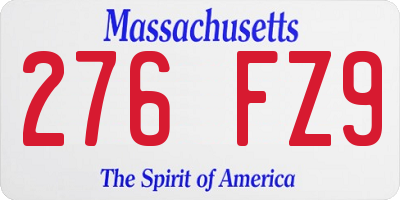 MA license plate 276FZ9