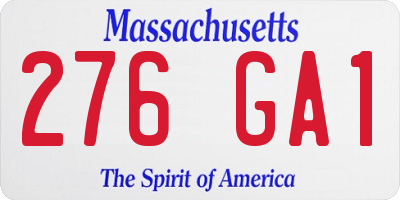 MA license plate 276GA1