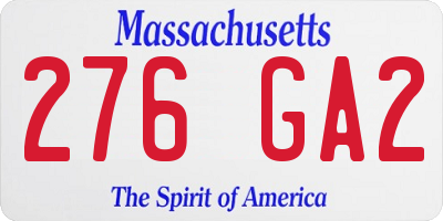 MA license plate 276GA2