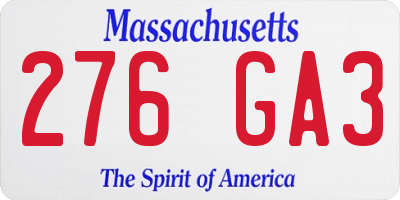 MA license plate 276GA3