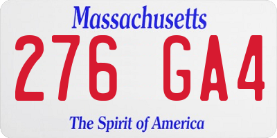 MA license plate 276GA4