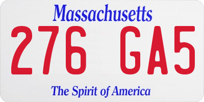 MA license plate 276GA5