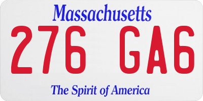 MA license plate 276GA6