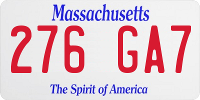 MA license plate 276GA7