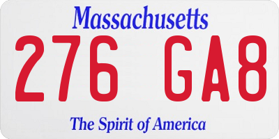 MA license plate 276GA8