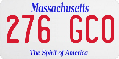 MA license plate 276GC0