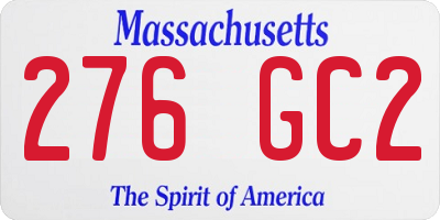 MA license plate 276GC2