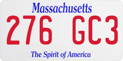 MA license plate 276GC3