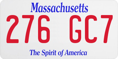 MA license plate 276GC7