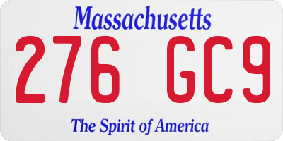 MA license plate 276GC9