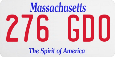 MA license plate 276GD0