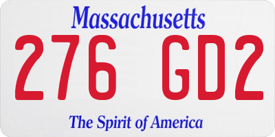 MA license plate 276GD2
