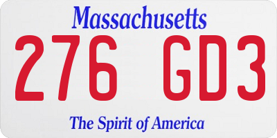 MA license plate 276GD3