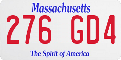 MA license plate 276GD4
