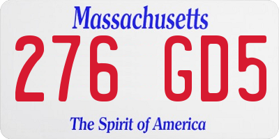 MA license plate 276GD5