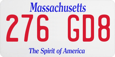 MA license plate 276GD8
