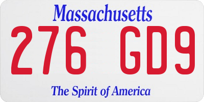 MA license plate 276GD9