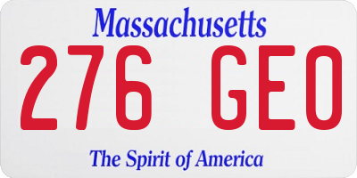 MA license plate 276GE0
