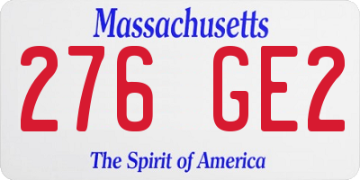 MA license plate 276GE2