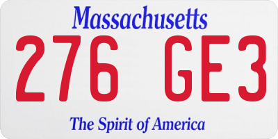 MA license plate 276GE3