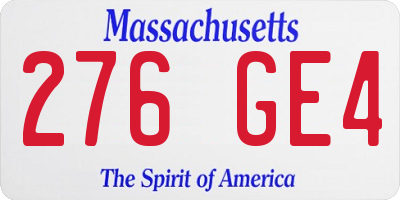 MA license plate 276GE4