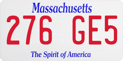 MA license plate 276GE5