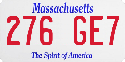 MA license plate 276GE7