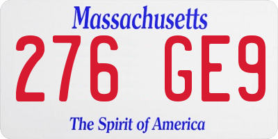 MA license plate 276GE9