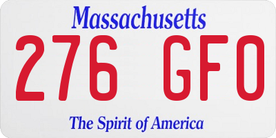 MA license plate 276GF0