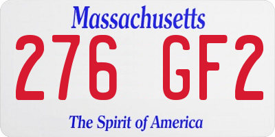 MA license plate 276GF2