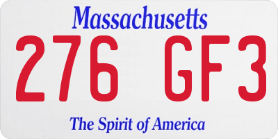 MA license plate 276GF3