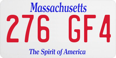 MA license plate 276GF4
