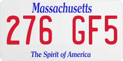 MA license plate 276GF5