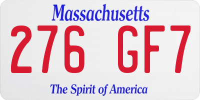 MA license plate 276GF7