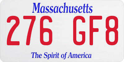 MA license plate 276GF8