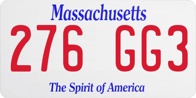 MA license plate 276GG3