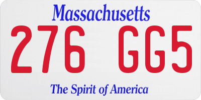 MA license plate 276GG5