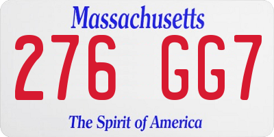 MA license plate 276GG7