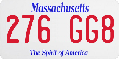 MA license plate 276GG8