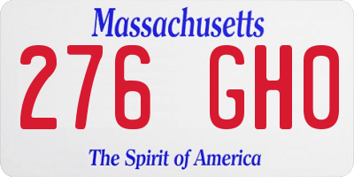 MA license plate 276GH0